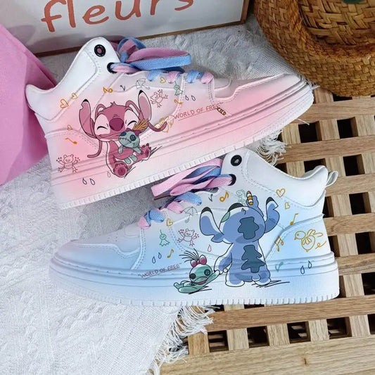 Kawaii Lilo & Stitch High-Top Breathable Stitch Sneakers Casual Breathable Board Women's Shoes Children Casual Sneakers Gift