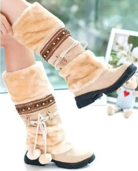 Winter Warm Thickened Fur Over Knee High Heel Boots Women Shoes Fashion Sexy Botas Long Woman Footwear AH053 size 35-40 ghu89