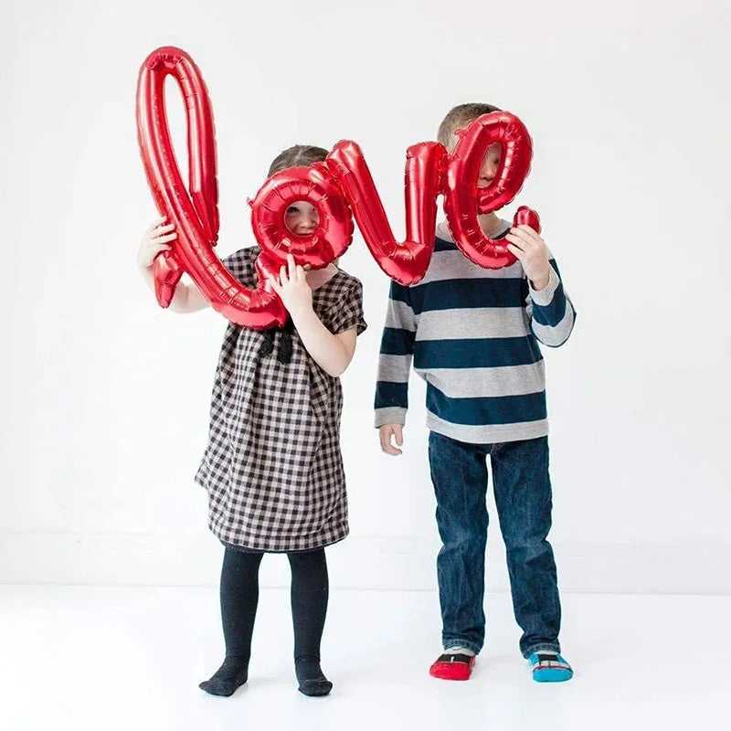 100cm Teddy Bear Standing Balloon Valentine Banner For Valentine's Day Decorations I Love You Foil Balloon