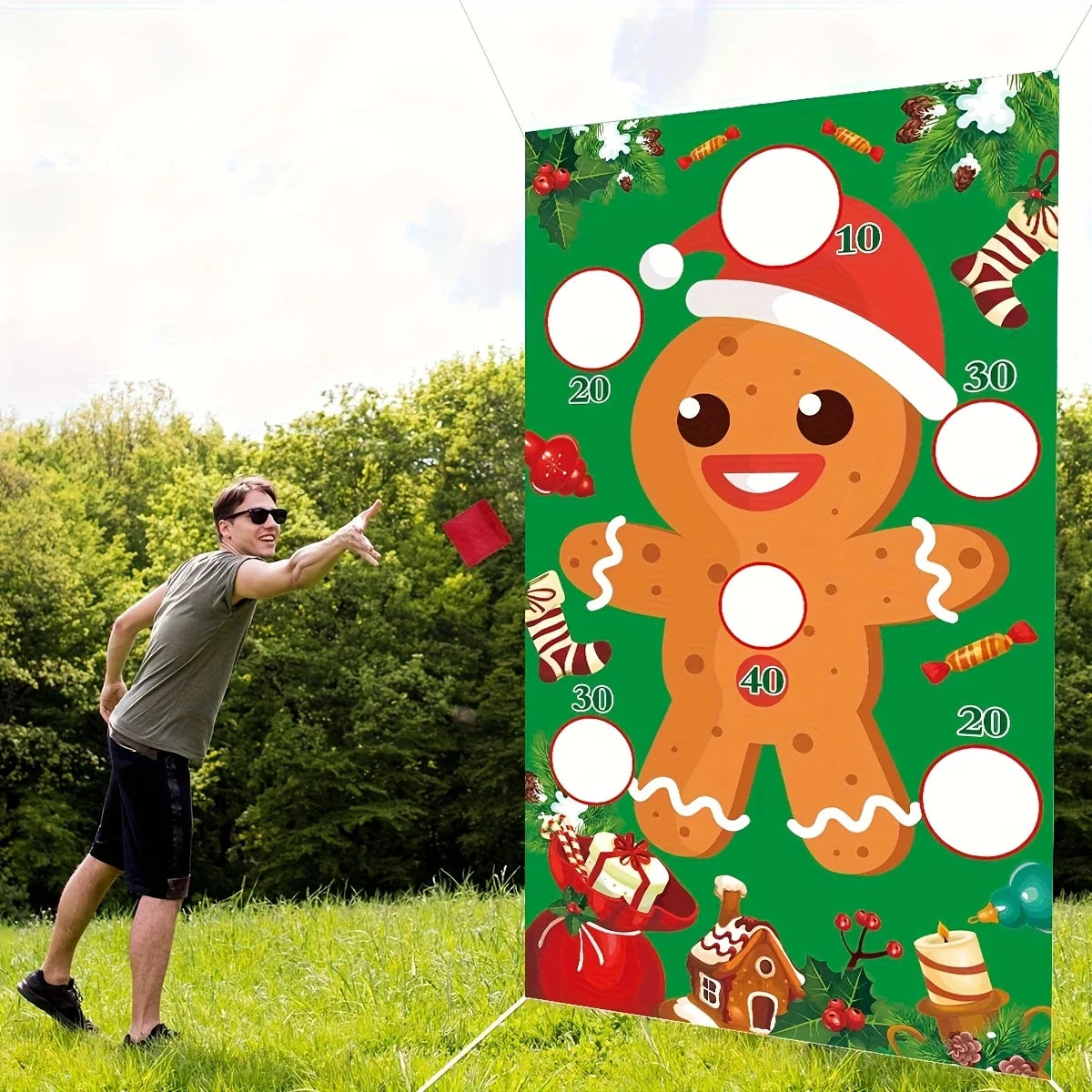 Christmas Fun Throwing game Background Cloth ，fun background cloth Christmas Party Decoration Background Cloth