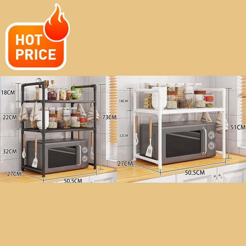 Kitchen Storage Rack Microwave Shelf Condiment Organizer Shelf Multi-Layer Simple Countertop Tidying Shelves Kitchen Accessories