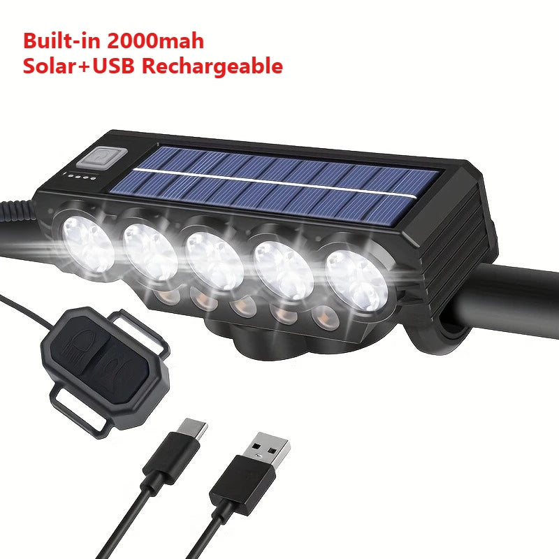 15LED Bike Light with 120DB Bell, USB Rechargeable Bicycle Headlight, 18650 Battery & Handlebar Mount, Waterproof Cycling Gear