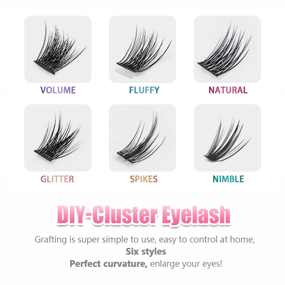 YUANZHIJIE Wholesale Soft Ribbon Segmented False Bundles Eyelashes DIY Individual Clusters Lash Extensions Faux Mink Lashes