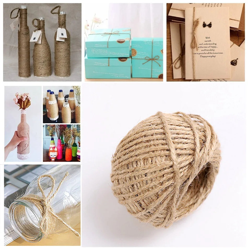 30Meter Natural Jute Rope Cord Hemp Twine Home Wedding Decoration Burlap Ribbon Handwork Gift Christmas Birthday Party Wrapping
