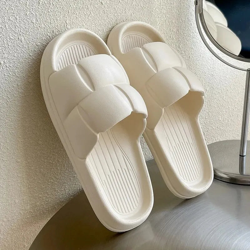 Thick Sole Flat Bottom Bathroom Home Slippers Fashion Soft Sole EVA Indoor Women Sandals Summer Non Slip Herringbone Slippers