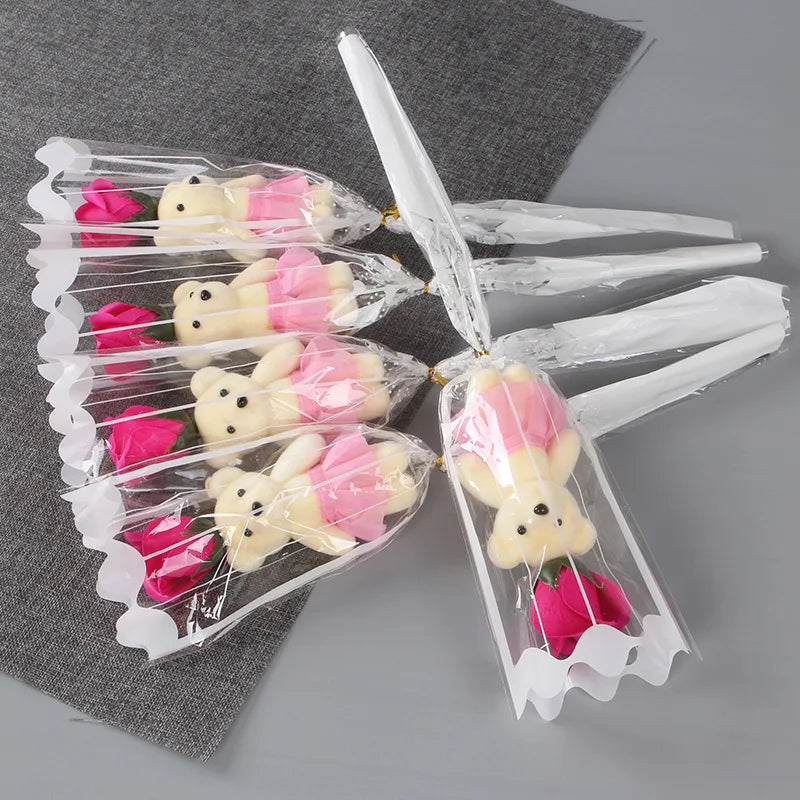 2022 Valentines Day Gift for Girlfriend Bear Flower Soap Wedding Gift for Guests Gift To A Girl Boyfriend Party Favors Presents