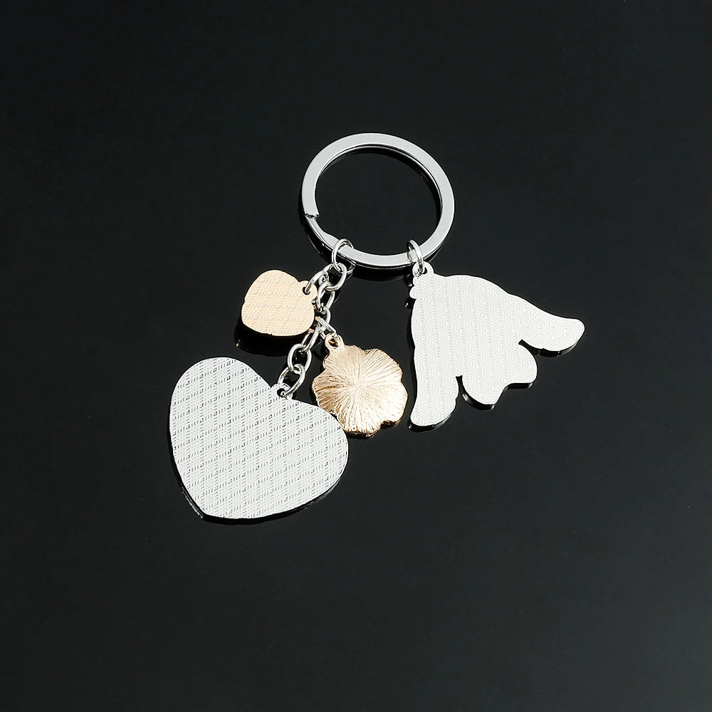 Kawaii Stitch Heart Shape Crystal Pendant Keychain Cartoon Anime Lilo & Stitch Keyring Fashion Women Backpack Ornament Toy Gift