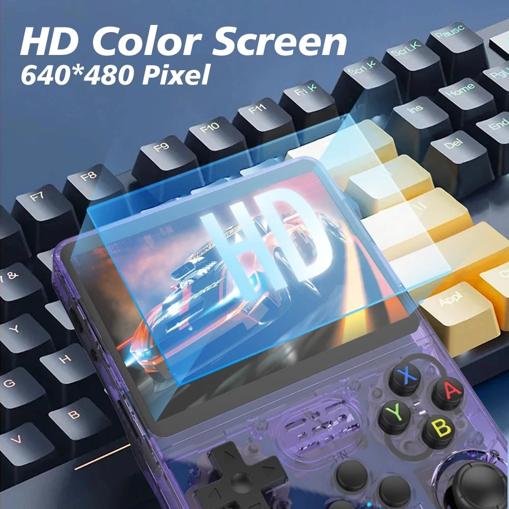 R36S Retro Handheld Video Game Console Linux System 3.5 Inch IPS Screen Portable Player 64GB GamesMultiple colors are available