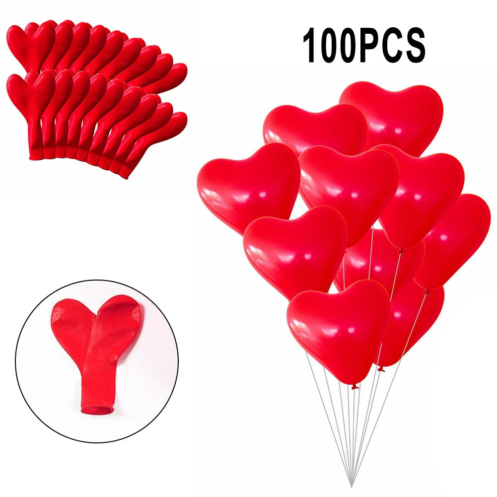 10/30/100pcs Rose Gold Love Heart Shape Foil Balloons Wedding Room Birthday Party Valentine Decorations Air Balls Globos