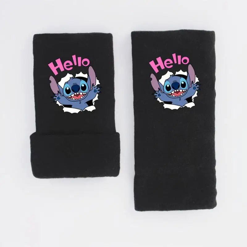 Kawaii Stitch Gloves Star Baby Anime Peripheral Half Finger Gloves Warm Printing Student Writing Boxing Boys Birthday Gift