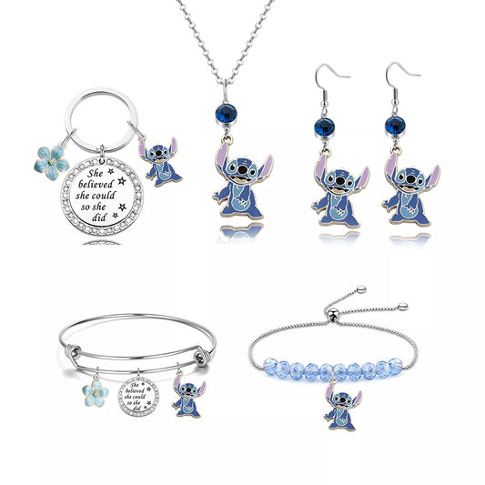Disney Sci-fi Animated Film Lilo & Stitch Necklace Cute Cartoon Stitch Enamel Pendant Necklaces For Women Jewellery Gifts