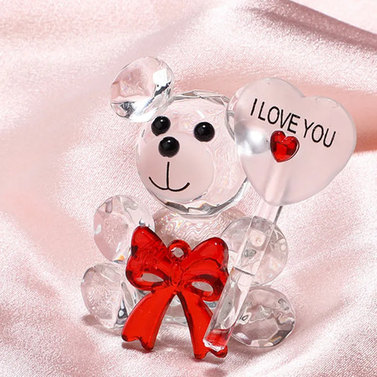 Valentines Day Gift Crystal Glass Bear I Love You Best Gifts for Girlfriend Boyfriend Wedding Gift for Guests Bridesmaid Gift
