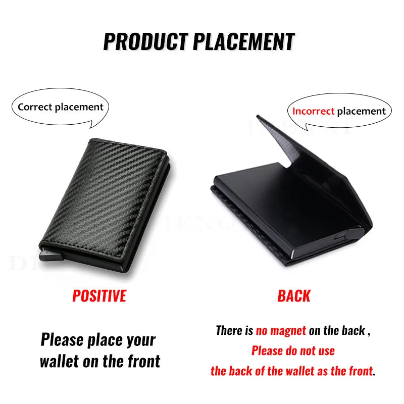 Custom Card Holder Men Wallets Rfid Black Carbon Fiber Leather Minimalist Wallet Gifts For Men Personalized Carteira Masculina