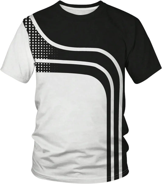 Men's Colorblock Striped Tee Short Sleeve Casual T Shirt Summer new in tops & tees oversized t shirt men's clothing 2024