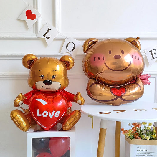 Love Heart Bear Foil Balloons Happy Birthday Valentine’s Day Party Decor Air Helium Globos Wedding Decorations Kids Toys Balloon